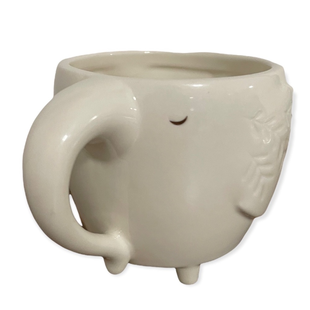 Opal House Elephant White Ceramic Coffee Tea Mug Gold Eyes and Tail
